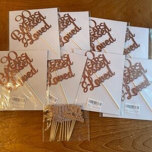 90 Years Blessed & Loved NWT set of 8 Cake Toppers plus 15 90 & Fabulous set